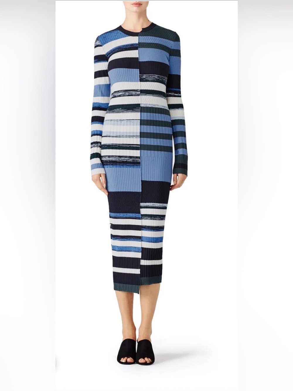 Opening Ceremony Green, Navy & Light Blue Colorblock Knit Dress
